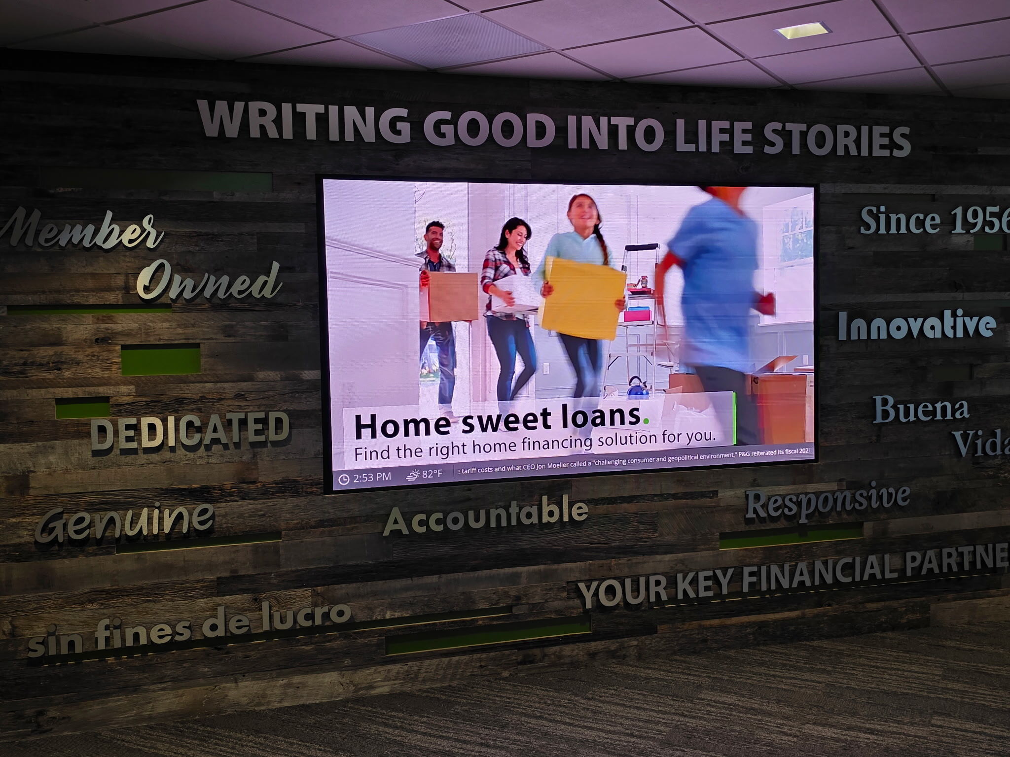 Cy-Fair lobby LED wall - finished view